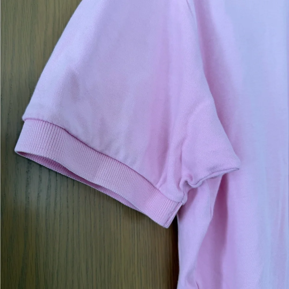 90's Era Ralph Lauren Baby Pink Polo Shirt for Men / Cotton / Light Blue Pony LG